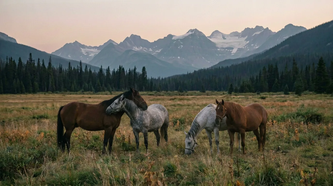 Chevaux en liberté, L'Île Verte Ferme Équestre, Haute-Savoie